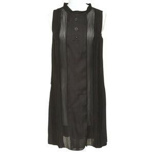CHLOE Black Dress Sleeveless Pleats Skirt Silk Zipper Sz 36